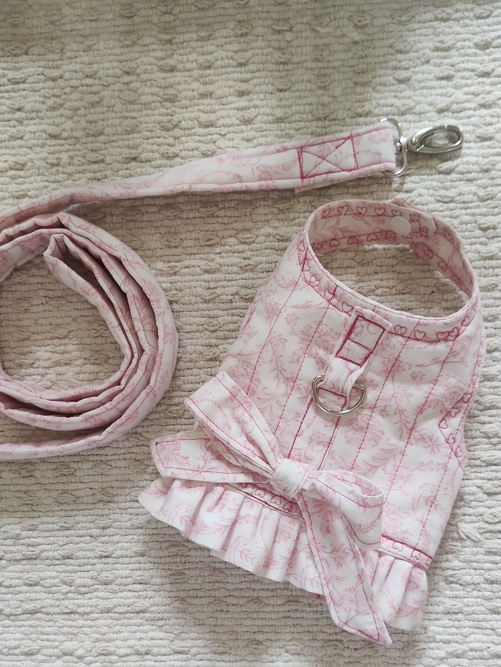 Pink Floral Dog Harness & Leash Set Xsmall